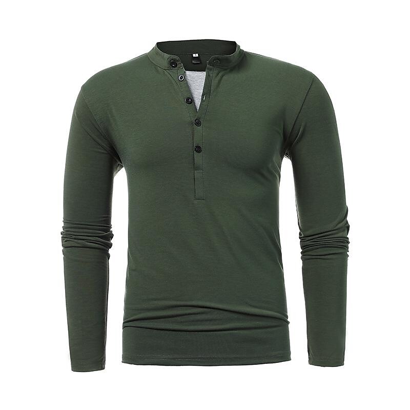 european code 2022 autumn new men's casual solid color t-shirt men's multi-button fake two-piece shirt foreign trade long-sleeved t-shirt men