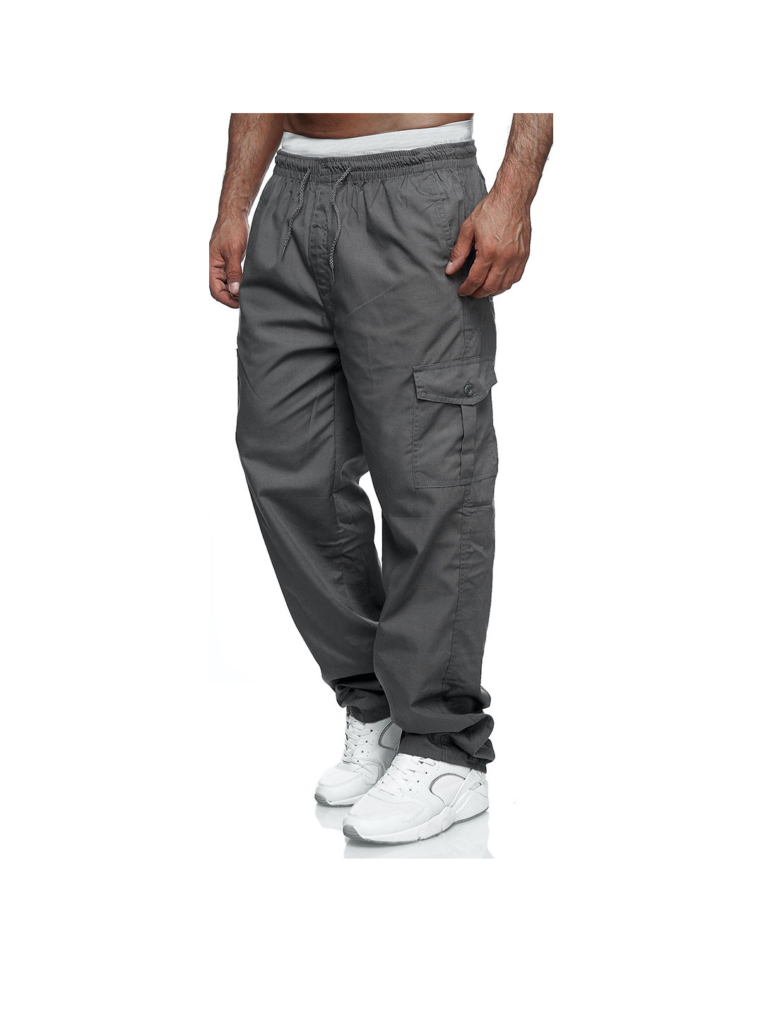 men's ebay casual multi-pocket loose straight overalls outdoor trousers fitness pants