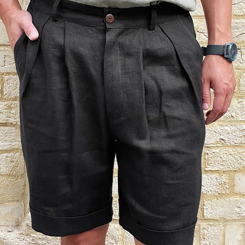 Rogoman Men's Linen Cotton Blend Casual Shorts