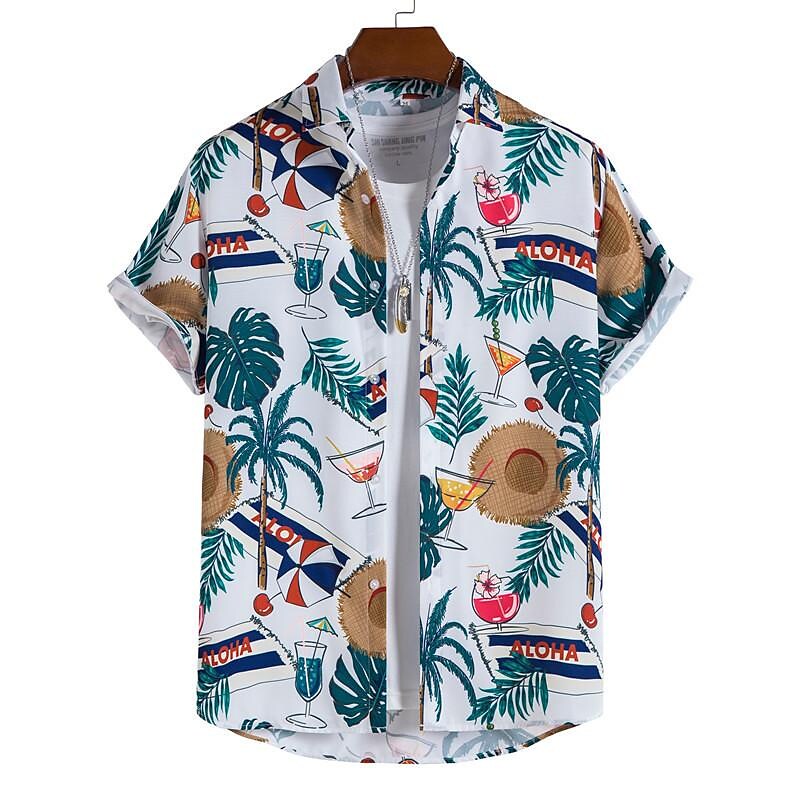 Men's Hawaii Floral Print Casual Short-sleeve Shirt