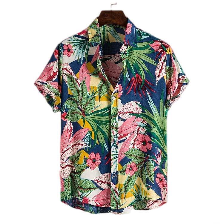 Stephen Hawaiian Beach Floral Print Short Sleeve Shirt 