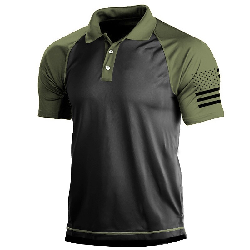 Men's American Flag Tactical Sport Short Sleeve Breathable Quick Dry Lightweight Combat T-Shirt