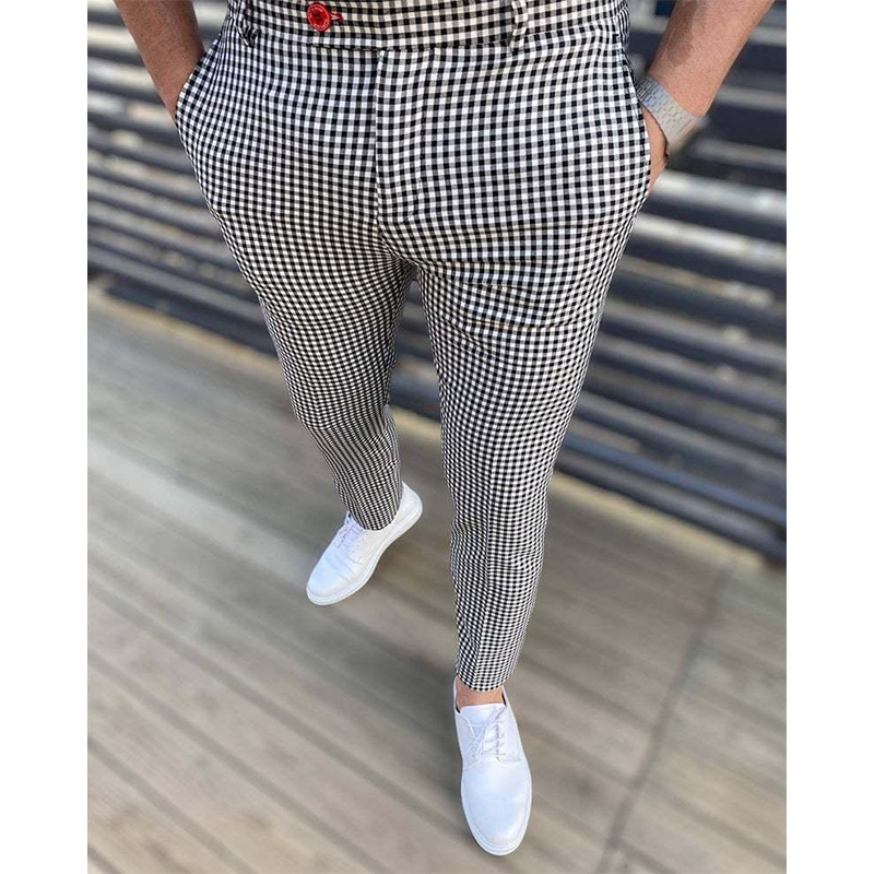 Men's Checked Smart Pants With Pocket-poisonstreetwear.com