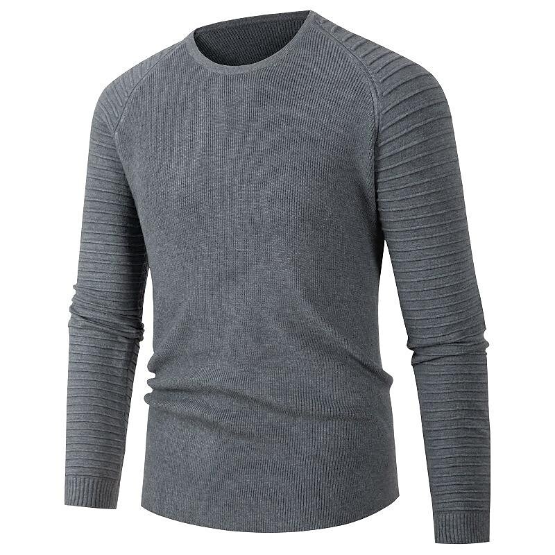 Rogoman Men's Fashion Casual Crew Neck Sweater Long Sleeve Knitwear