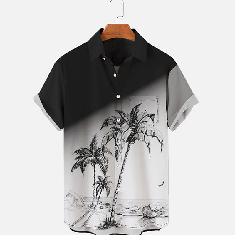 Rogoman Men's Mono Resort Beach Short Sleeve Shirt
