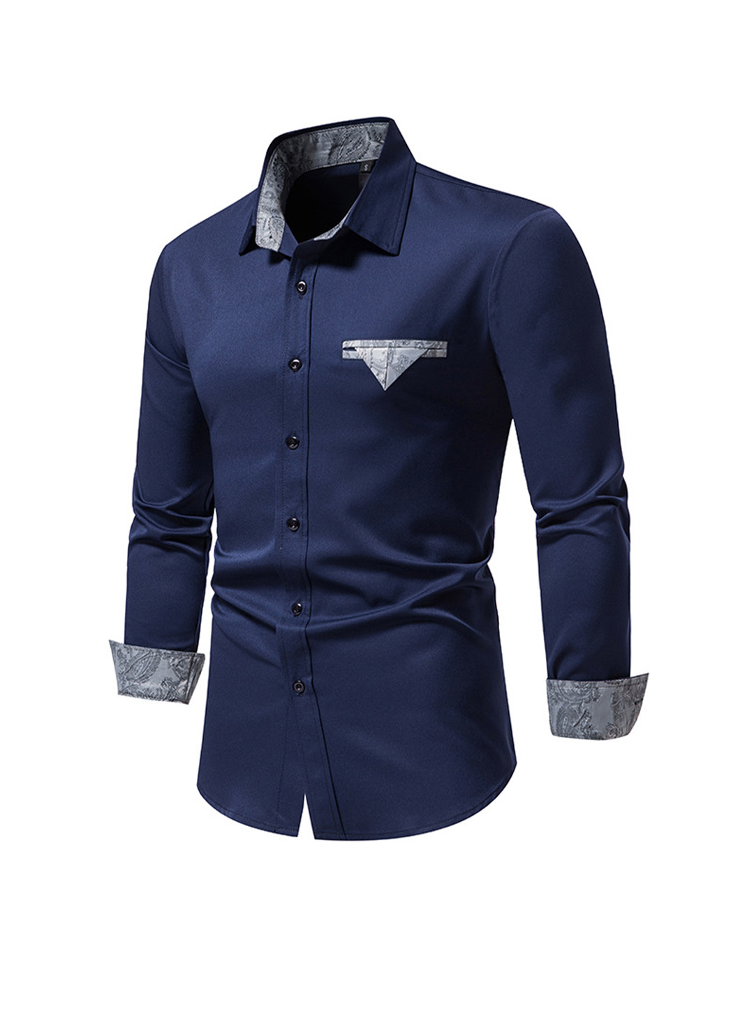 Brent Paisley Pattern Contrast Color Casual Shirt