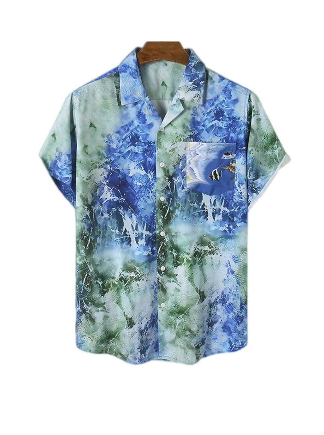 Patrick Print Sea Casual Short Sleeve Shirt 
