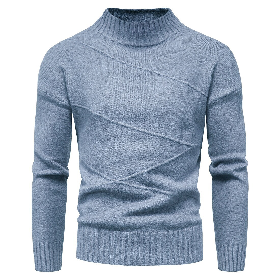Rogoman Men's Pullover Half Turtleneck Solid Color Sweater 