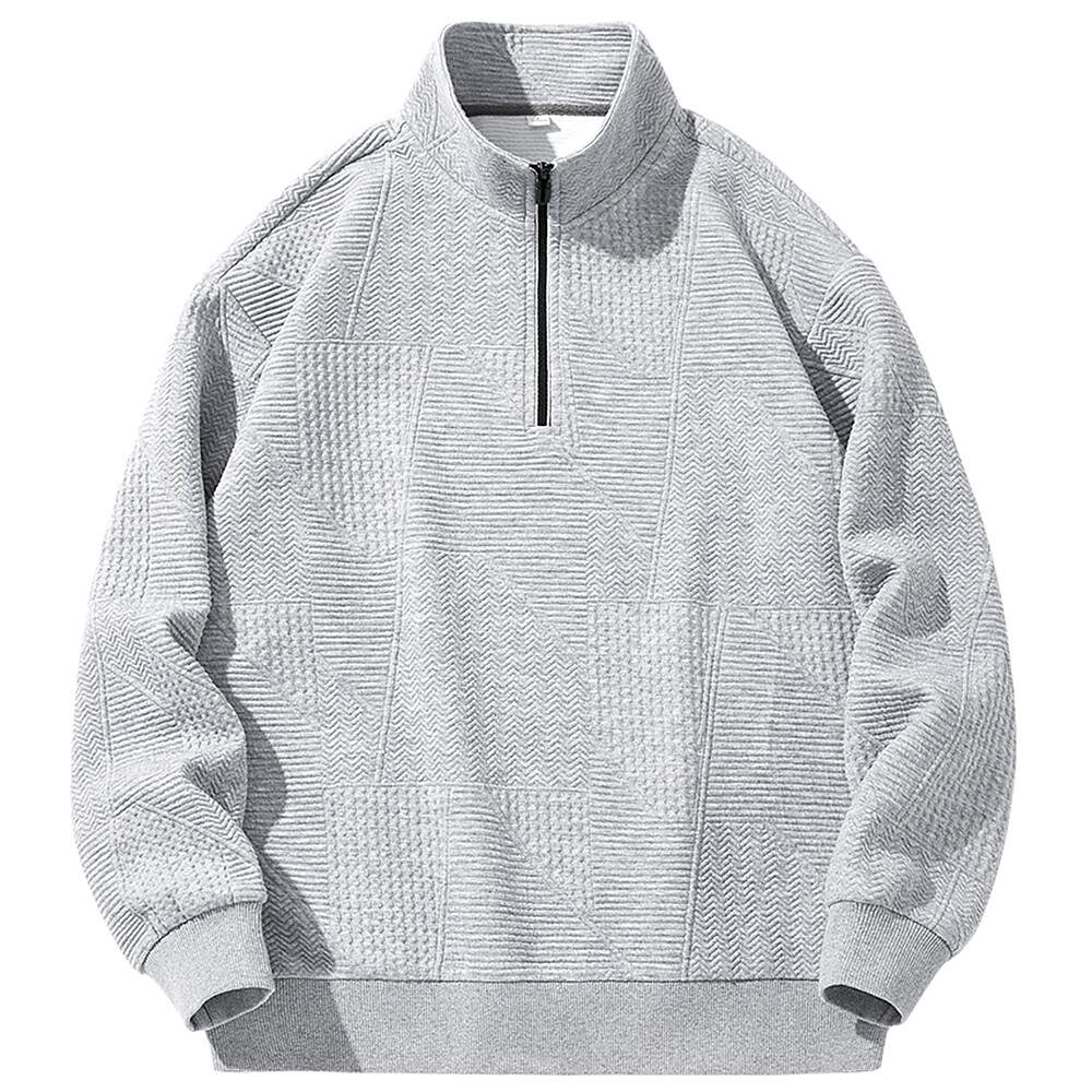 Men's Jacquard Drop Shoulder Half-zip Long Sleeve Sweatshirt