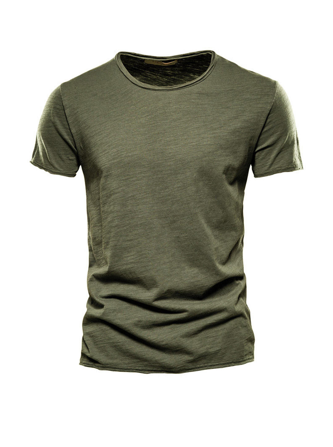 cross-border 2021 new solid color short-sleeved men's slim-fit slub cotton european size continuous stock fashion casual men's t-shirt