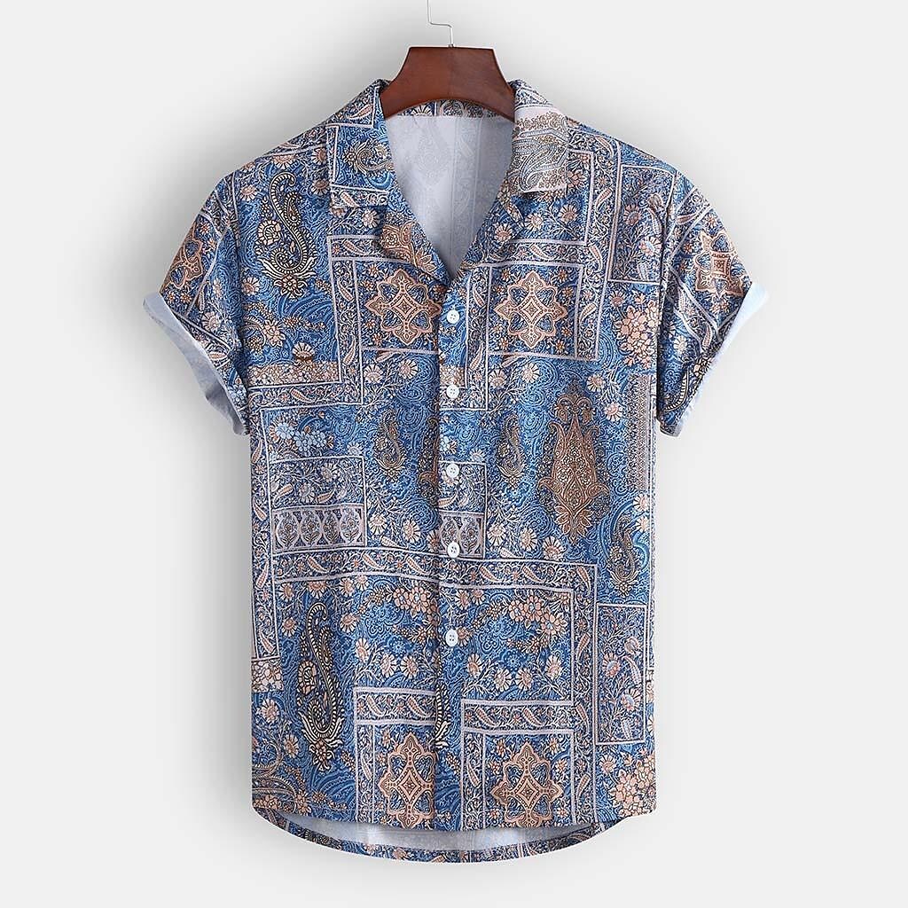 Men's Ethnic Print Short Sleeve Shirt