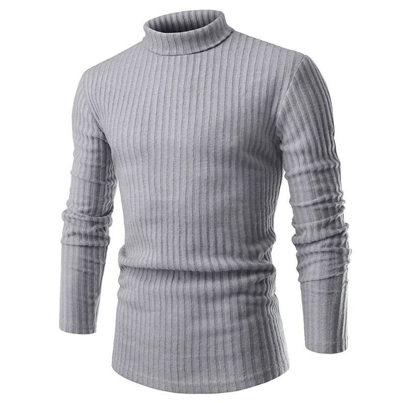 Rogoman Men's Solid Color Textured Stand Collar Long Sleeve T-shirt