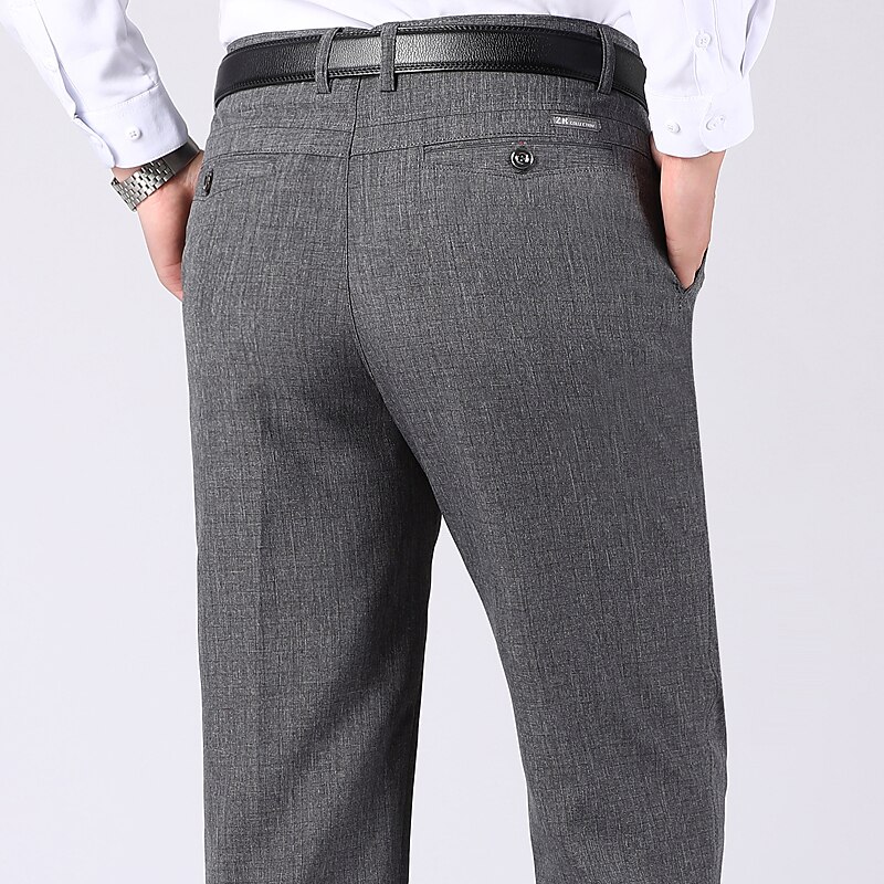 Men's Solid Color Long Inelastic Slim Fit Dress Pants