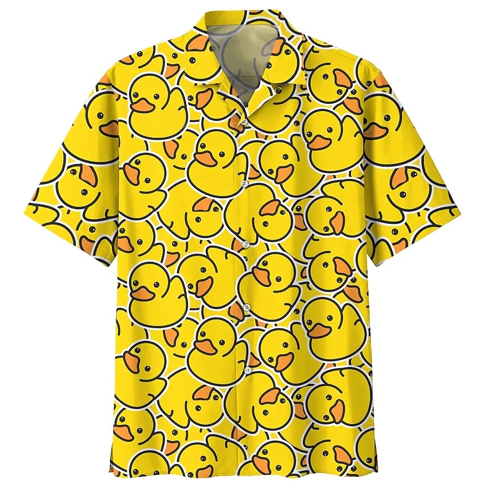 Rogoman Men's Duck Print Short Sleeves Shirt