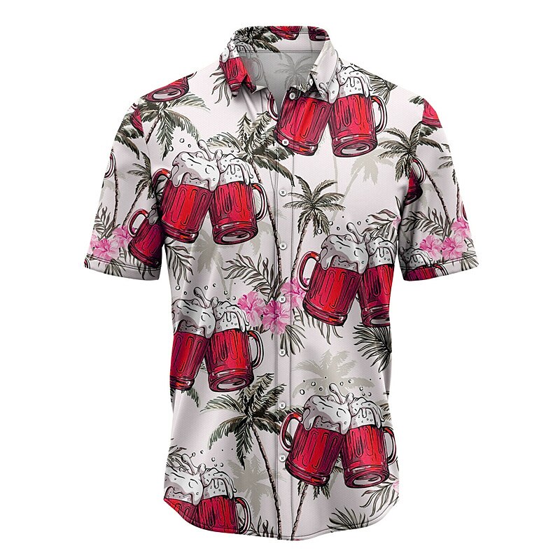 Men's Summer Prints Turndown Street Casual Short Sleeves Button-Down Hawaiian Shirt