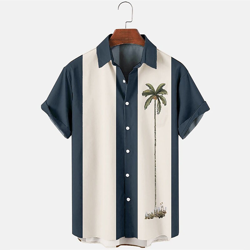 Rogoman Men's Palm Tree Chic Short Sleeve Shirt