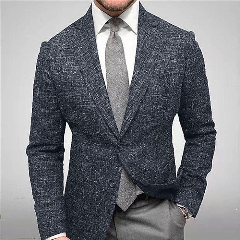 Men's Business Button Fall Winter Plaid / Check Fashion Comfort Lapel Regular Jacket Blazer