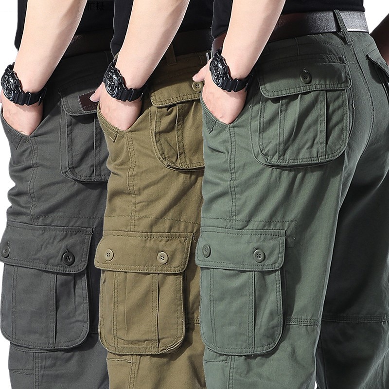 Men's Hiking 6 Pocket Plain Breathable 100% Cotton Micro-elastic Cargo Pants