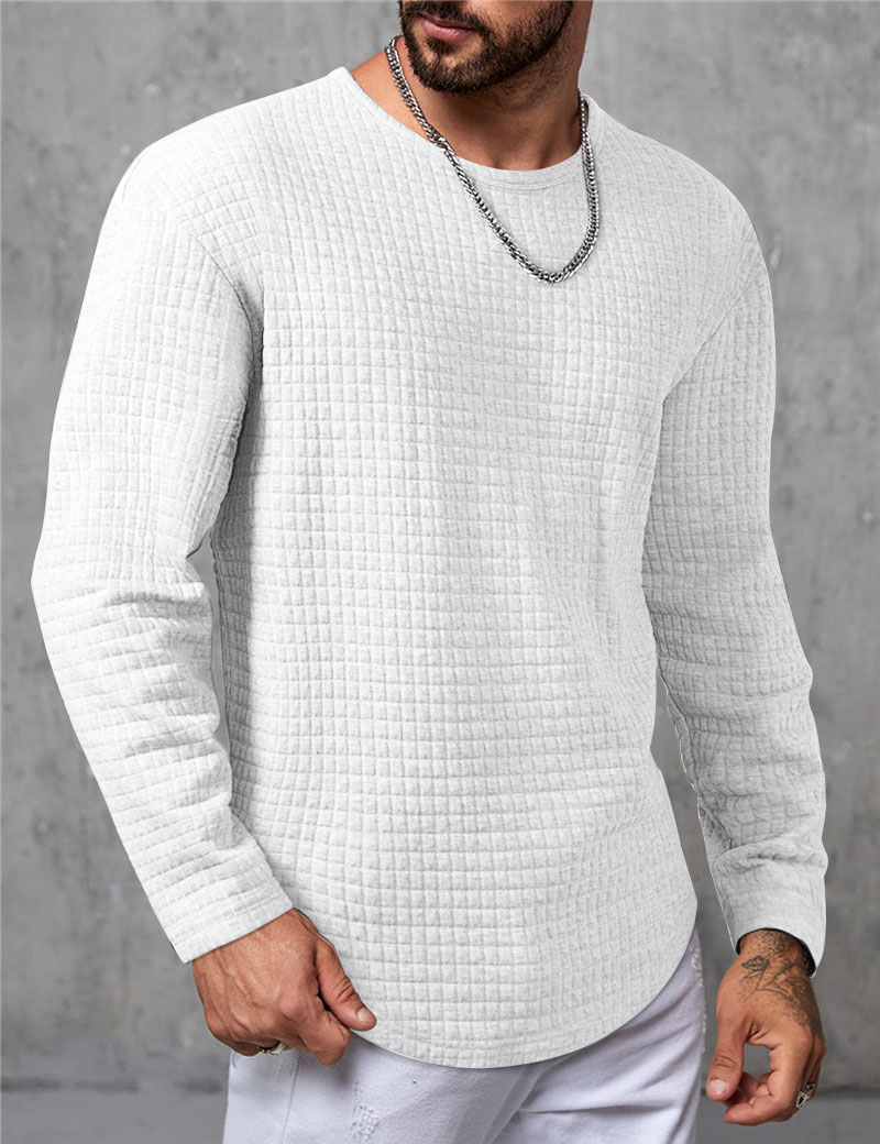 Men's T shirt Tee Waffle Shirt Tee Top Plain Crew Neck Street Vacation Long Sleeve Clothing Apparel Fashion Designer Basic Top