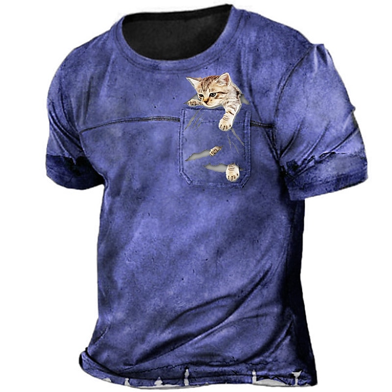 Men's 3D Print Graphic Patterned Animal Crew Neck Short Sleeve Tops 