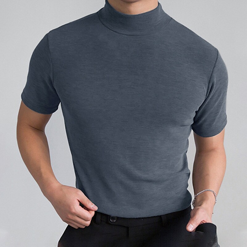 Men's Solid Color Stand Collar Short Sleeve Street Daily Tops Fashion Casual Comfortable