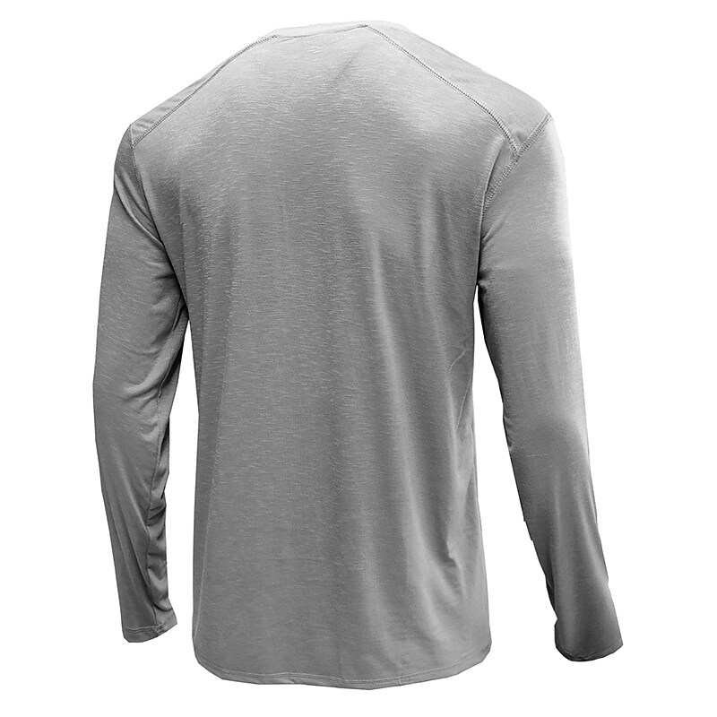 Men's Solid Color Round Neck Button Down Outdoor Long Sleeve Shirt