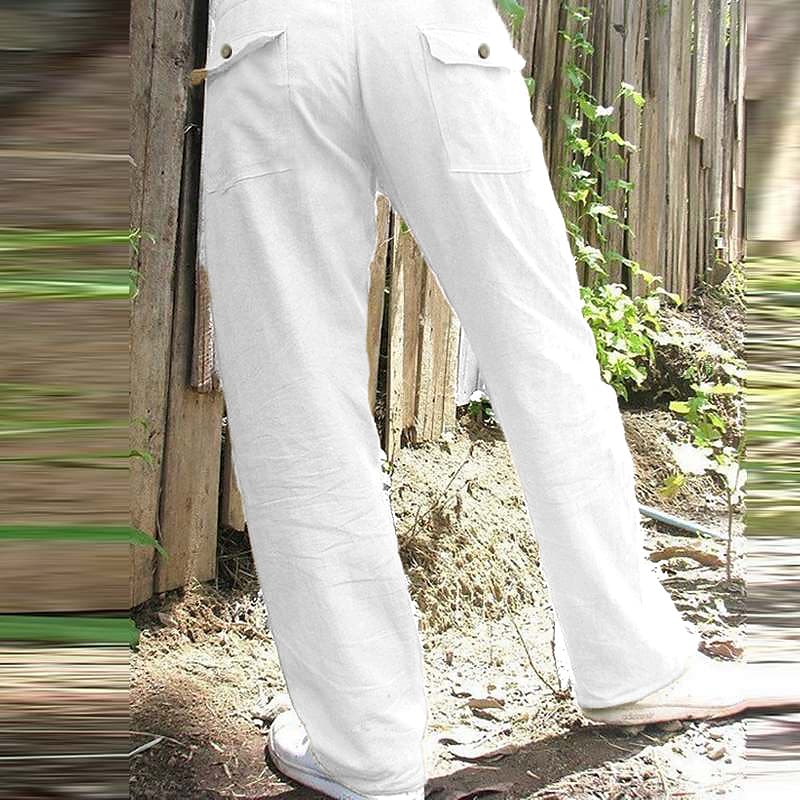 mens casual trousers lightweight Drawstring waist pants Straight breathable yoga gym summer pants beach pants dark khaki