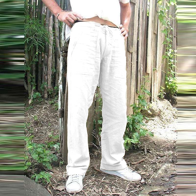 mens casual trousers lightweight Drawstring waist pants Straight breathable yoga gym summer pants beach pants dark khaki