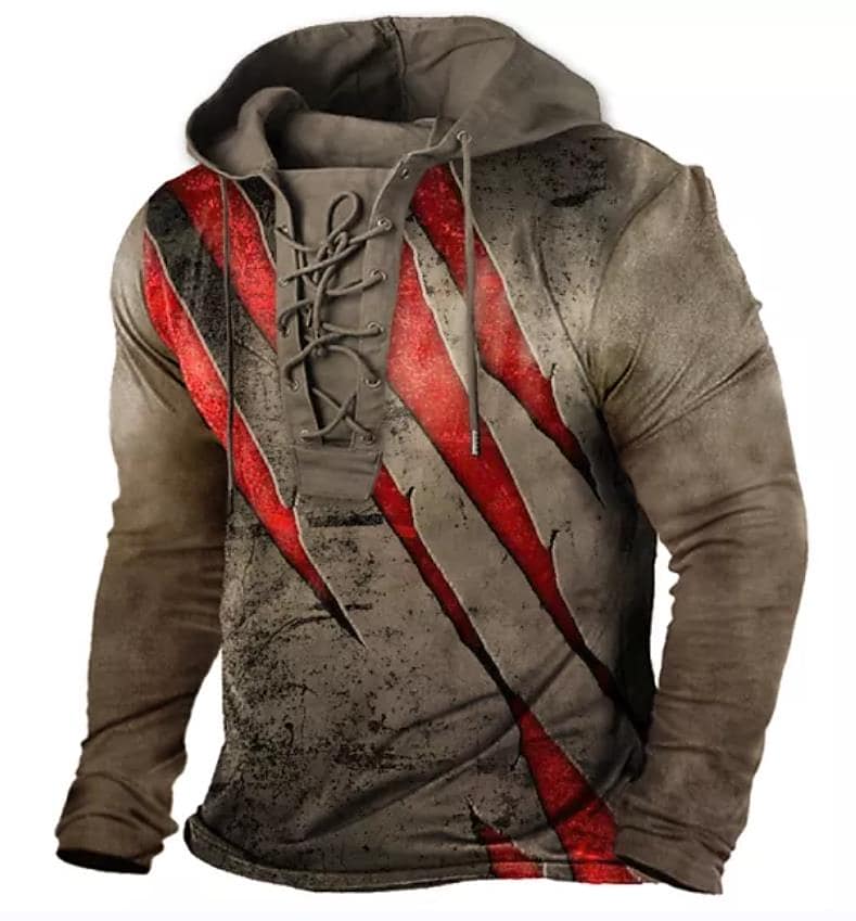 Men's Casual Sports 3D Print Hooded Long Sleeve Sweatshirts