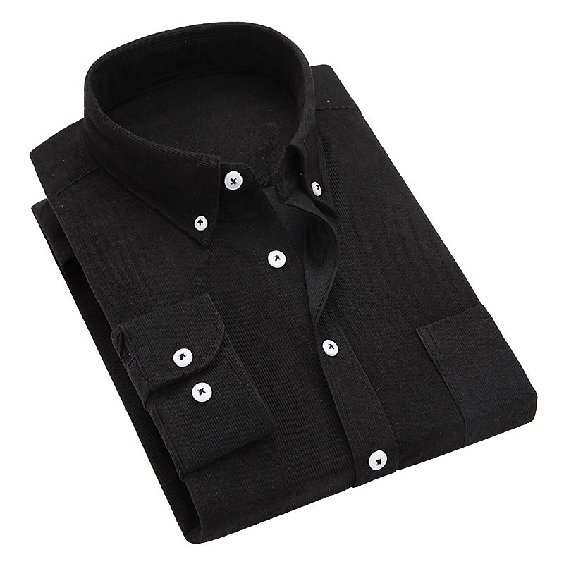 Men's Casual Lapel Solid Color Long Sleeve Button-Down Simple Shirt