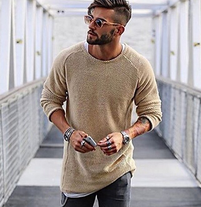 Men's Casual Street Long Sleeve Solid Color Crew Neck Sweaters  