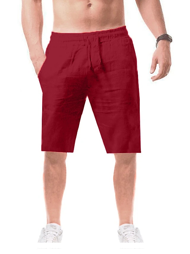 Men's Lightweight Casual Shorts Bermuda shorts Sporty Elastic Waistband Drawstring Knee Length Pants Daily Going out Micro-elastic Plain Solid Colored Breathable Sports Mid Waist Slim White Black