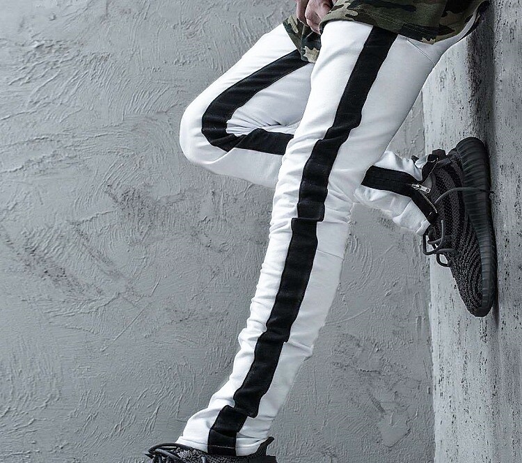 Men‘s Sweatpants Sporty Casual Trousers Color Block Pencil Pants Breathable Soft Workout Pants With Ankle Zipper Cotton Slim Daily Sports Outdoor Full Length Side Stripe Elastic Waist Drawstring