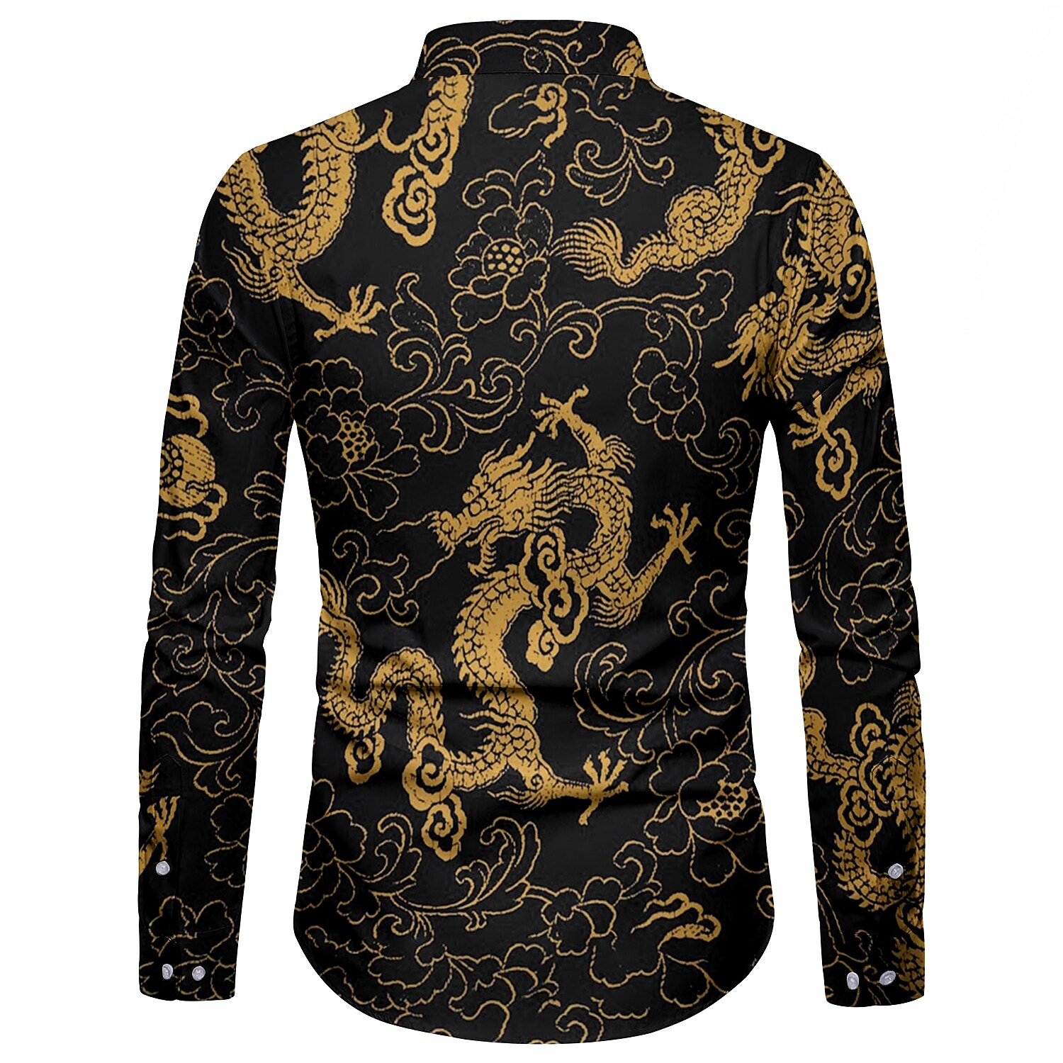 Men's Social Slim Lapel Long Sleeve Streetwear Gradon Pattern Shirt
