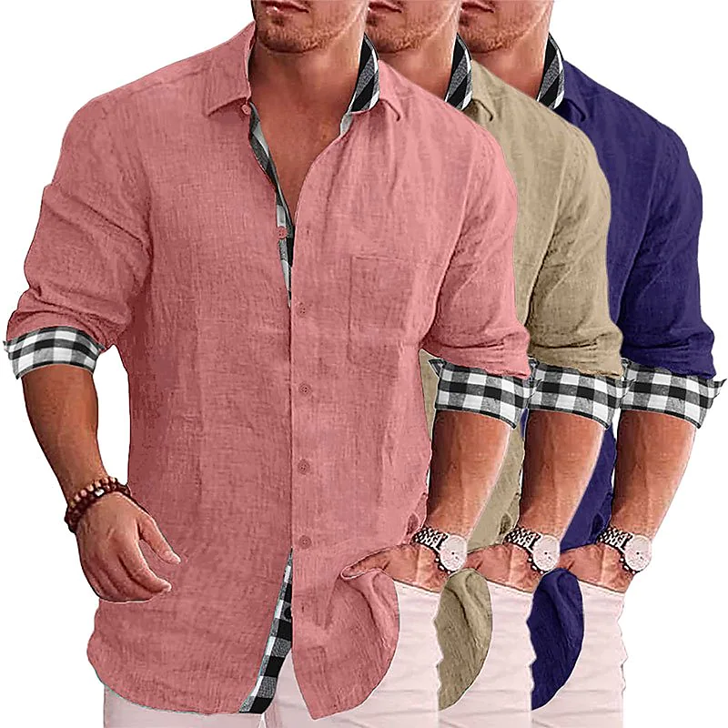 men's summer solid color short-sleeved shirt