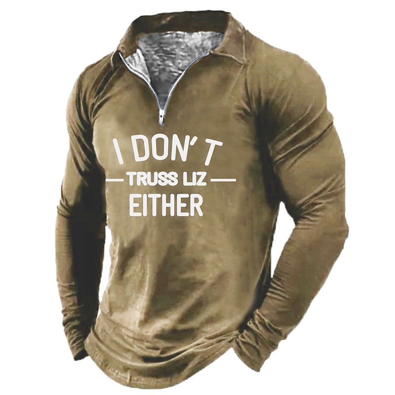 Men's Casual Letter Print Turndown Long Sleeve Zipper Sweatshirt