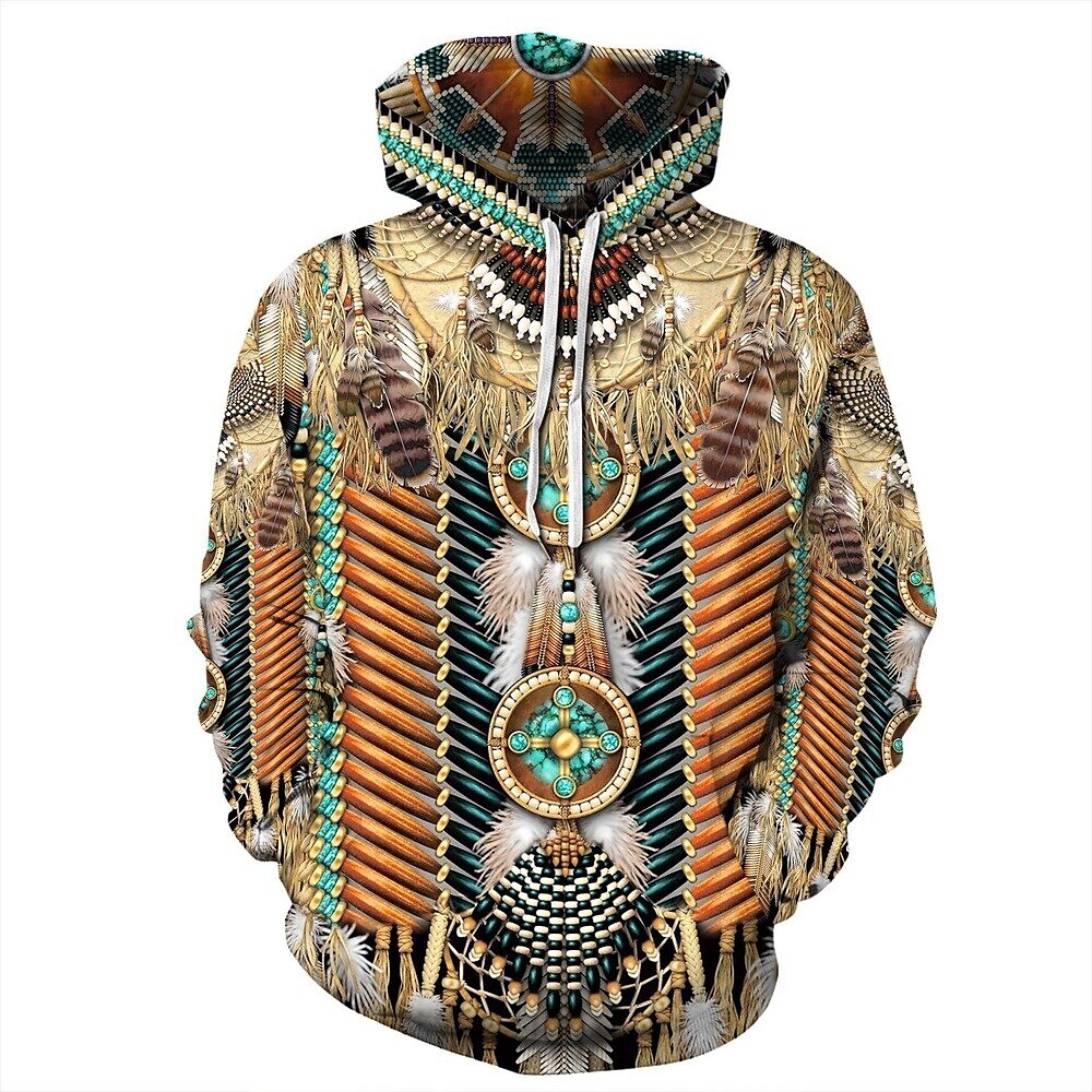 Men's Unisex Pullover Hoodie Sweatshirt Hooded Graphic Prints Print Daily Sports 3D Print Boho Streetwear Designer Hoodies Sweatshirts  Long Sleeve Blue Yellow