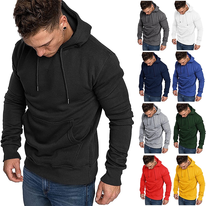 Men's  Solid Color Sports & Outdoor Casual Daily Sportswear Work Casual Hoodies Sweatshirts