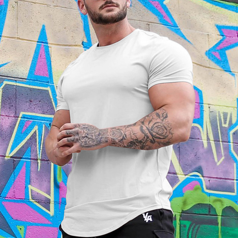 Men's T shirt Muscle Plain Crew Neck Athleisure Vacation Short Sleeve Top