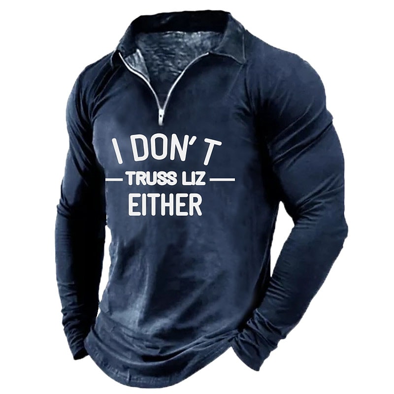 Men's Casual Letter Print Turndown Long Sleeve Zipper Sweatshirt