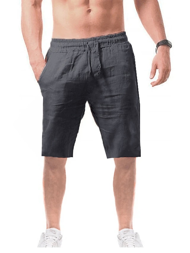 Men's Lightweight Casual Shorts Bermuda shorts Sporty Elastic Waistband Drawstring Knee Length Pants Daily Going out Micro-elastic Plain Solid Colored Breathable Sports Mid Waist Slim White Black