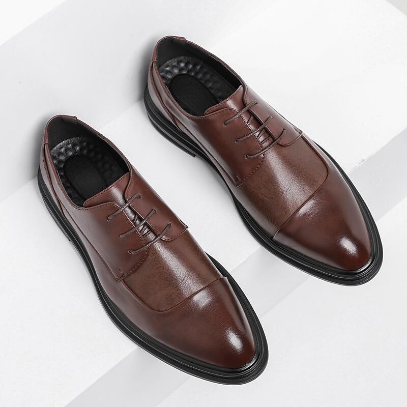 2021 new men's pointed toe shoes korean version trend dress business casual leather shoes men's wedding shoes wholesale