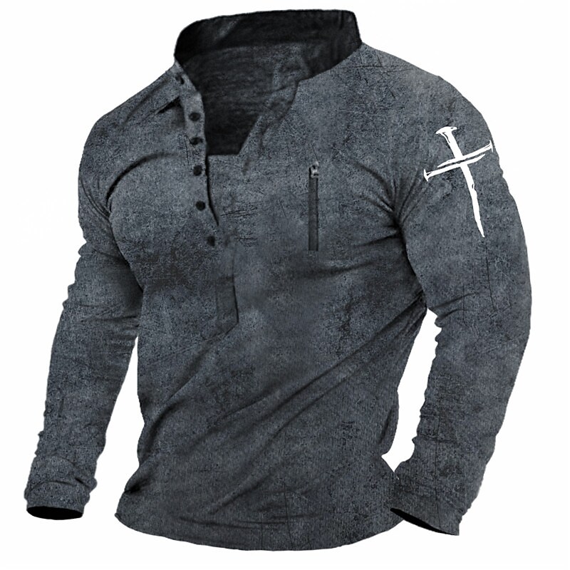 Men's Casual Stand Collar Zipper Long Sleeve Hooded Button Sweatshirt