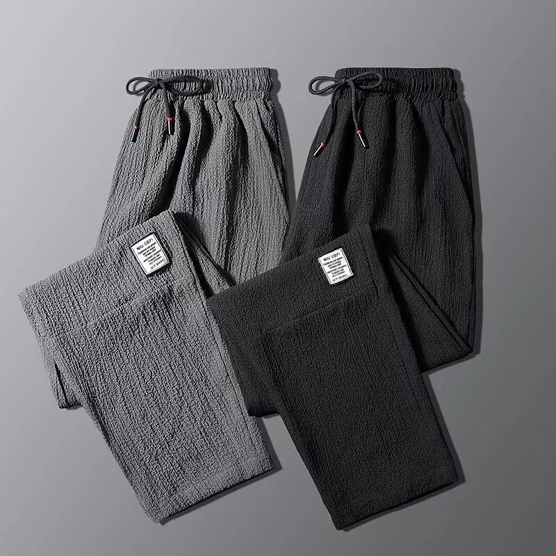 Men's Fashion Classic Drawstring Elastic Mid Waist Straight Sweatpants Trousers Pants Casual Daily Micro-elastic Solid Color Comfort Breathable 