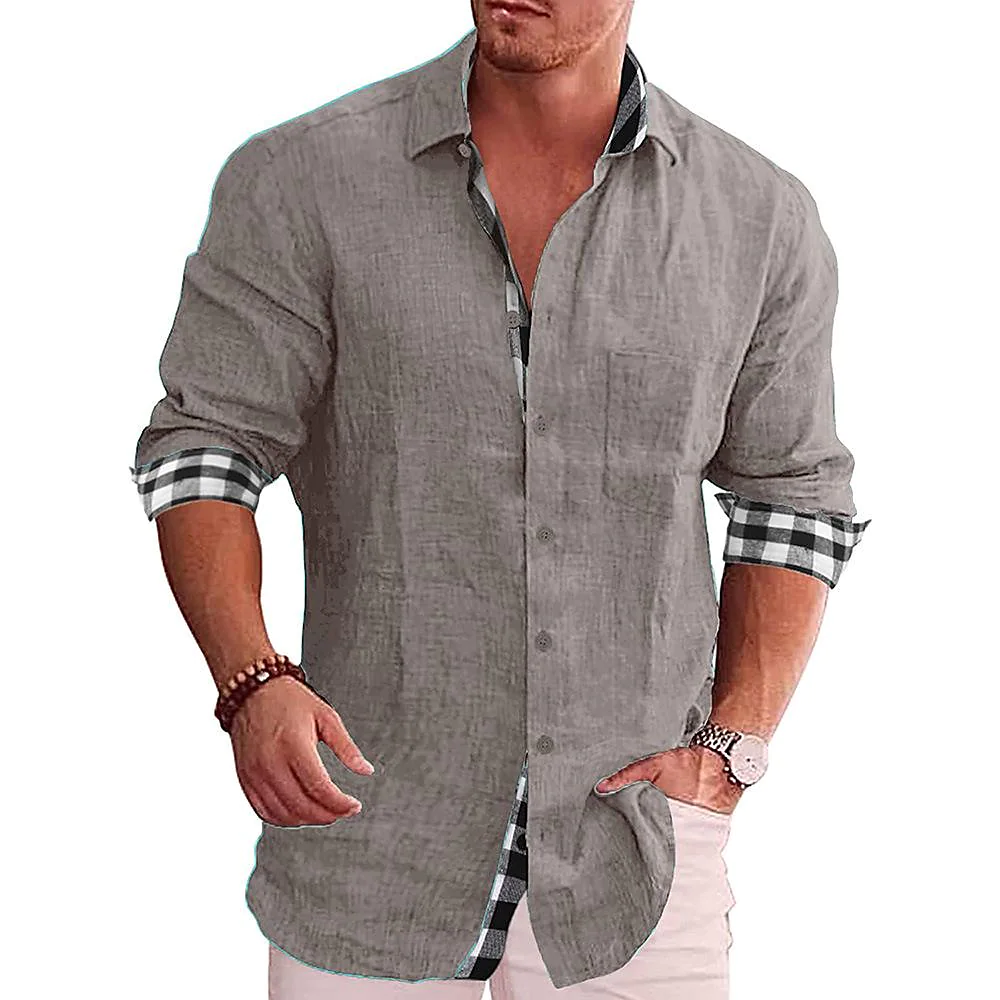 men's summer solid color short-sleeved shirt