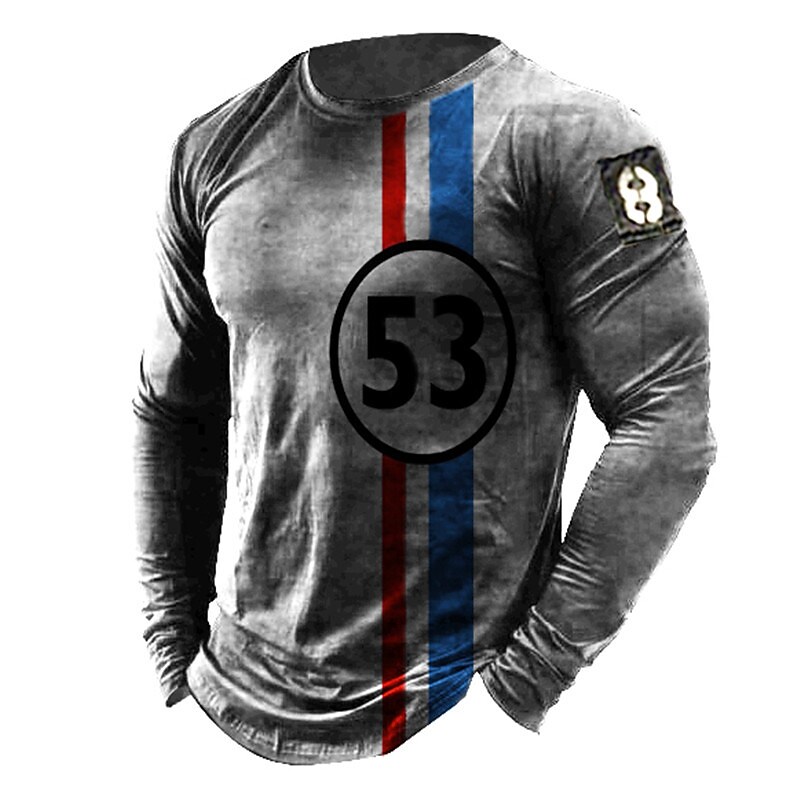 Men's Unisex 3D Print Striped Graphic Prints Crew Neck Long Sleeve Tops 