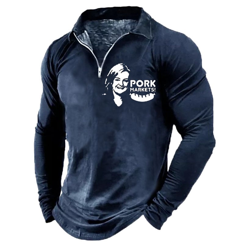 Men's Casual Letter Print Turndown Long Sleeve Zipper Sweatshirt