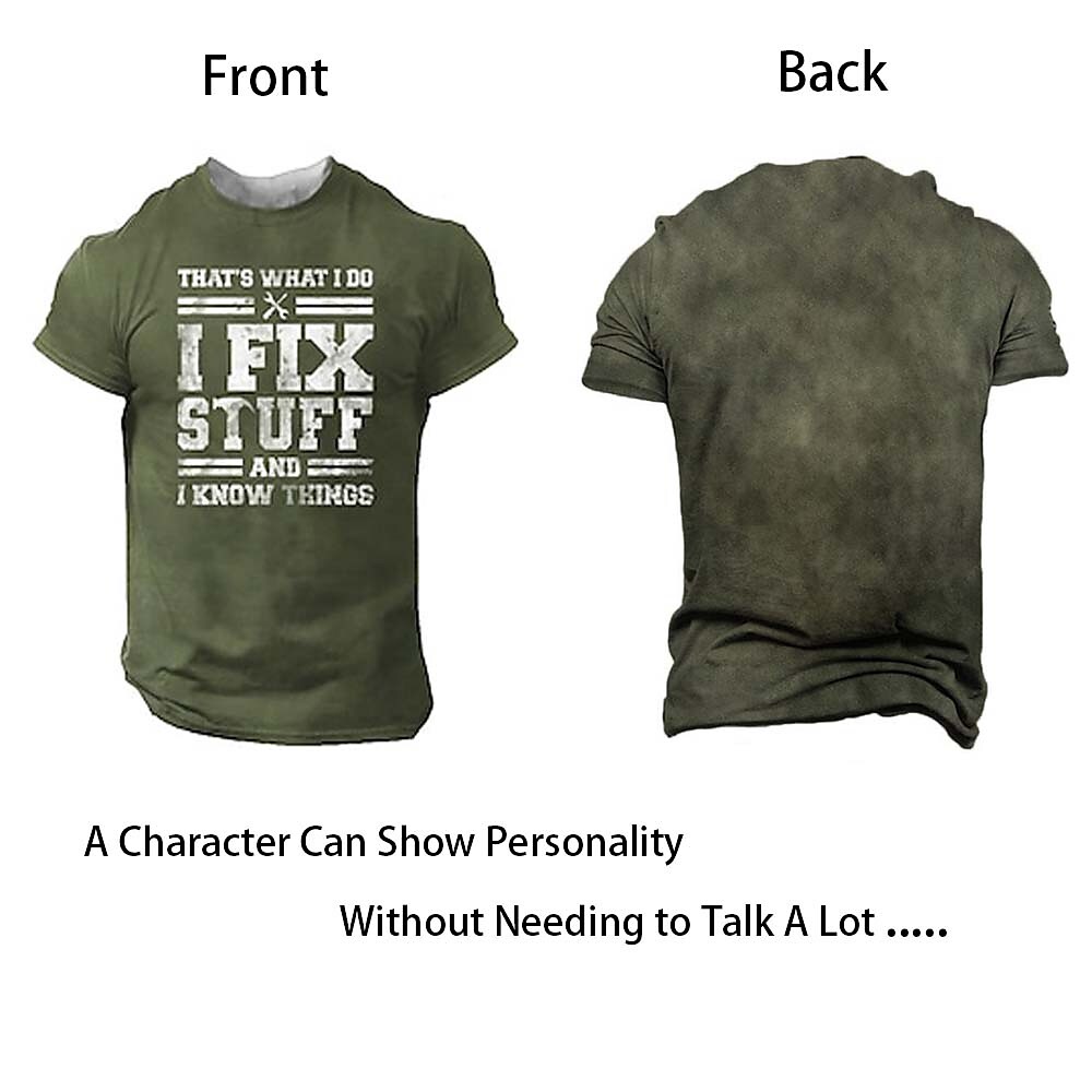 Men's 3D Print Graphic Patterned Letter Crew Neck Casual Daily Tops 