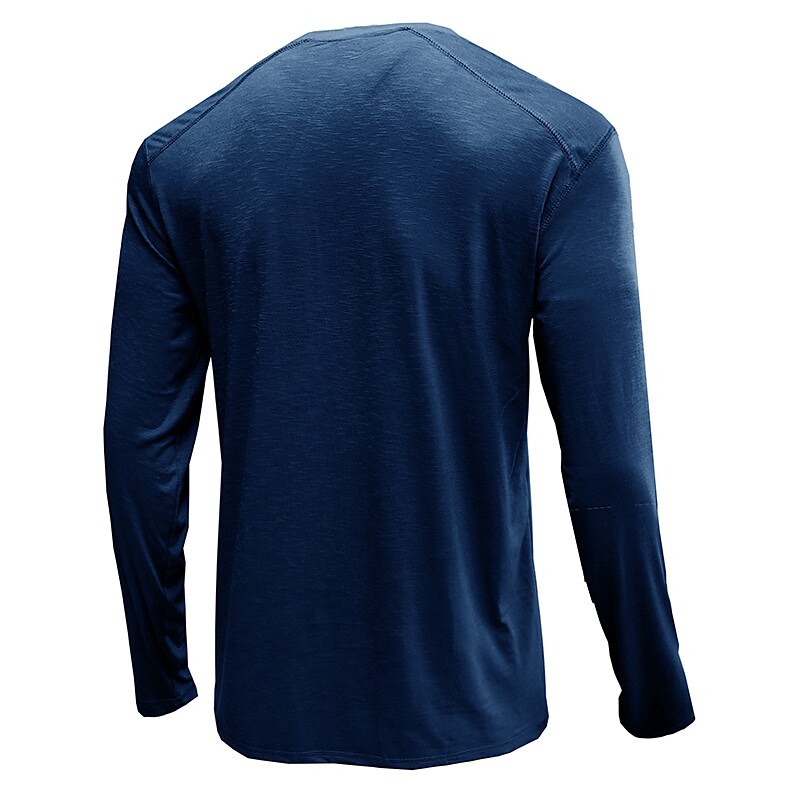 Men's Solid Color Round Neck Button Down Outdoor Long Sleeve Shirt