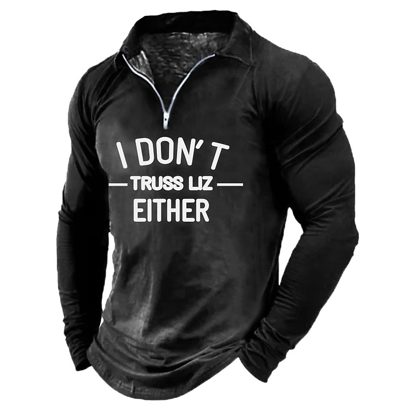 Men's Casual Letter Print Turndown Long Sleeve Zipper Sweatshirt